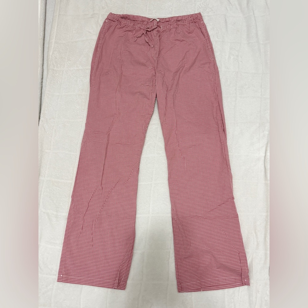 John Galt Red and White Gingham Linen Pants